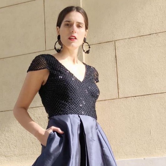 Adrianna Papell PLUS SIZE beaded high low cap sleeve gown - Picture 10 of 14